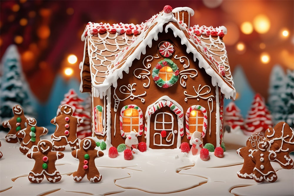 Gingerbread Candy House Christmas Backdrop UK RR7-805