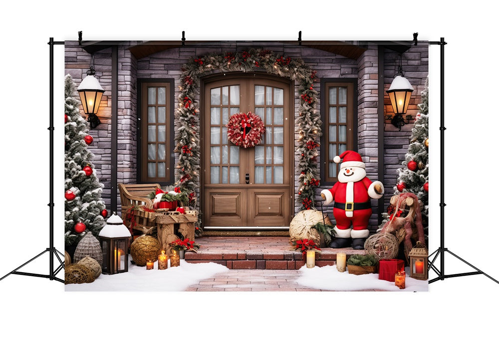 Christmas Door Wreath Santa Claus Backdrop UK RR7-808