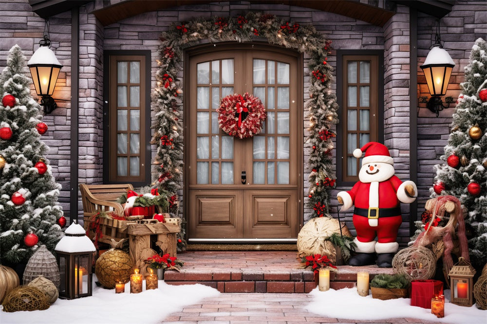 Christmas Door Wreath Santa Claus Backdrop UK RR7-808