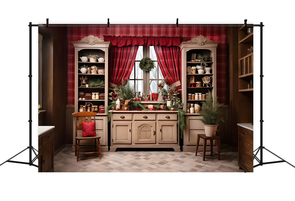 Christmas Kitchen Window Shelf Backdrop UK RR7-809