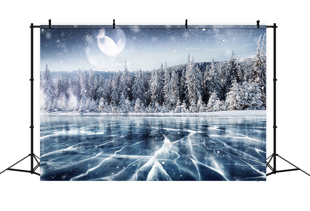 Snowy Frozen Lake Christmas Tee Backdrop UK RR7-815