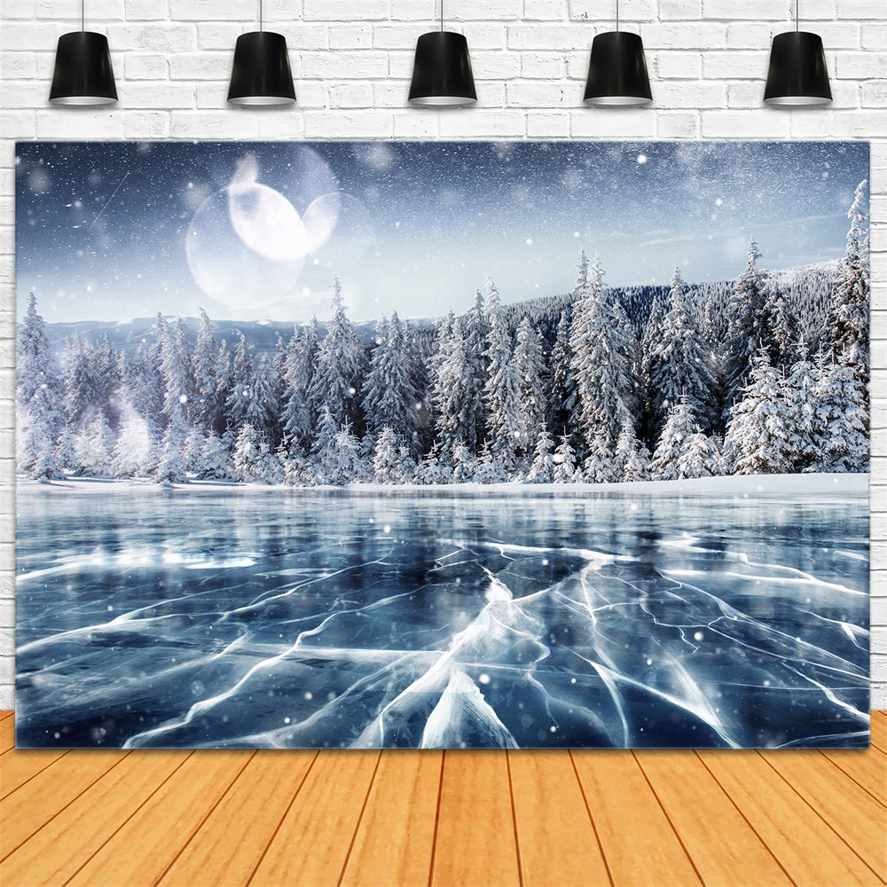 Snowy Frozen Lake Christmas Tee Backdrop UK RR7-815