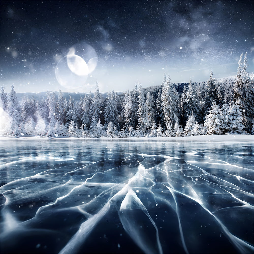 Snowy Frozen Lake Christmas Tee Backdrop UK RR7-815