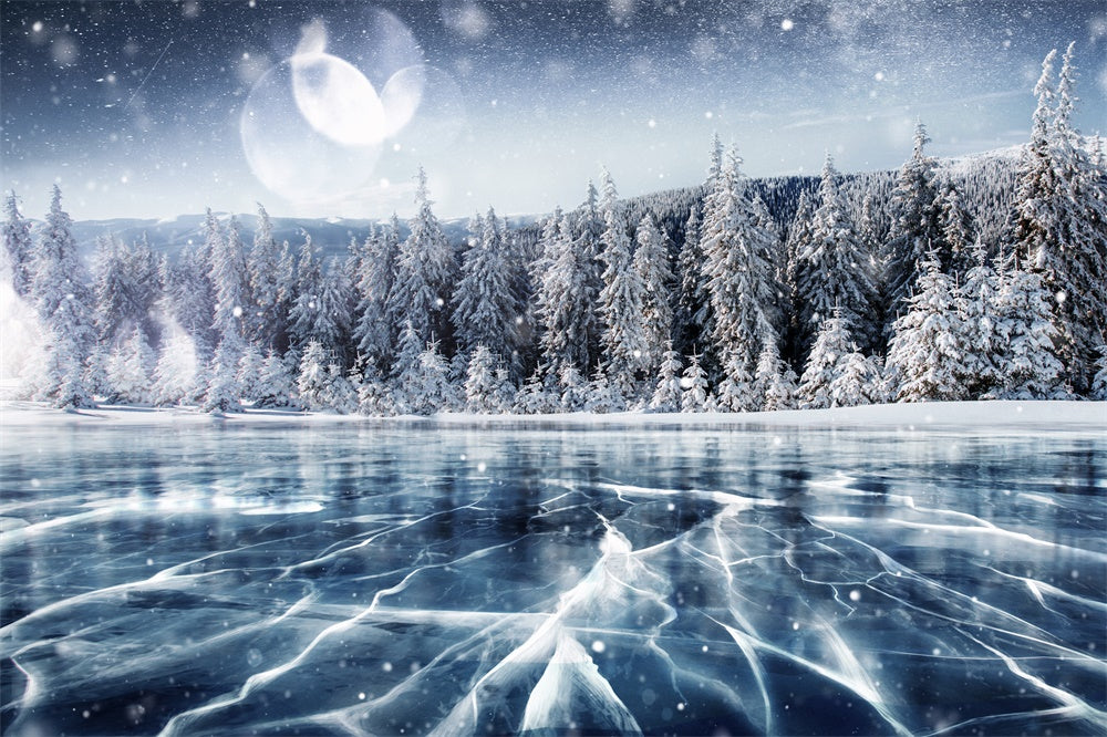 Snowy Frozen Lake Christmas Tee Backdrop UK RR7-815