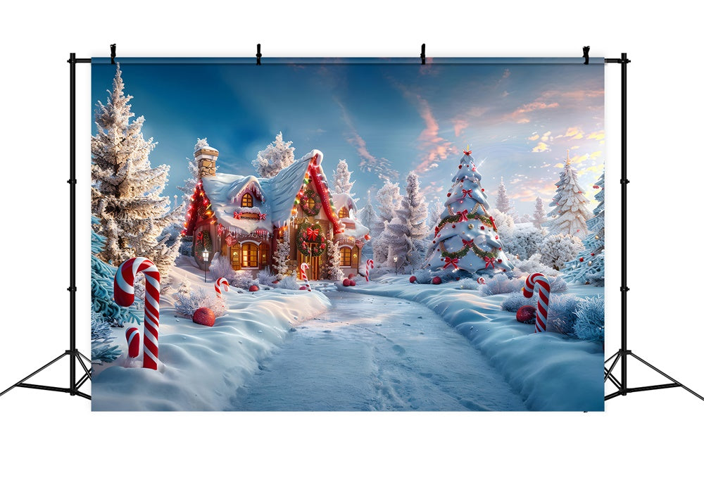 Christmas Wonderland Candy House Backdrop UK RR7-816