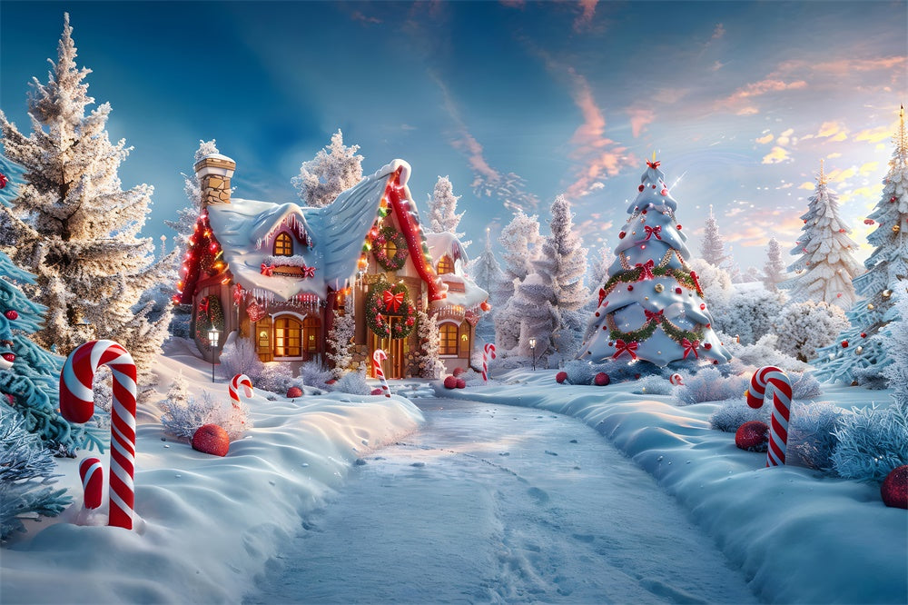 Christmas Wonderland Candy House Backdrop UK RR7-816