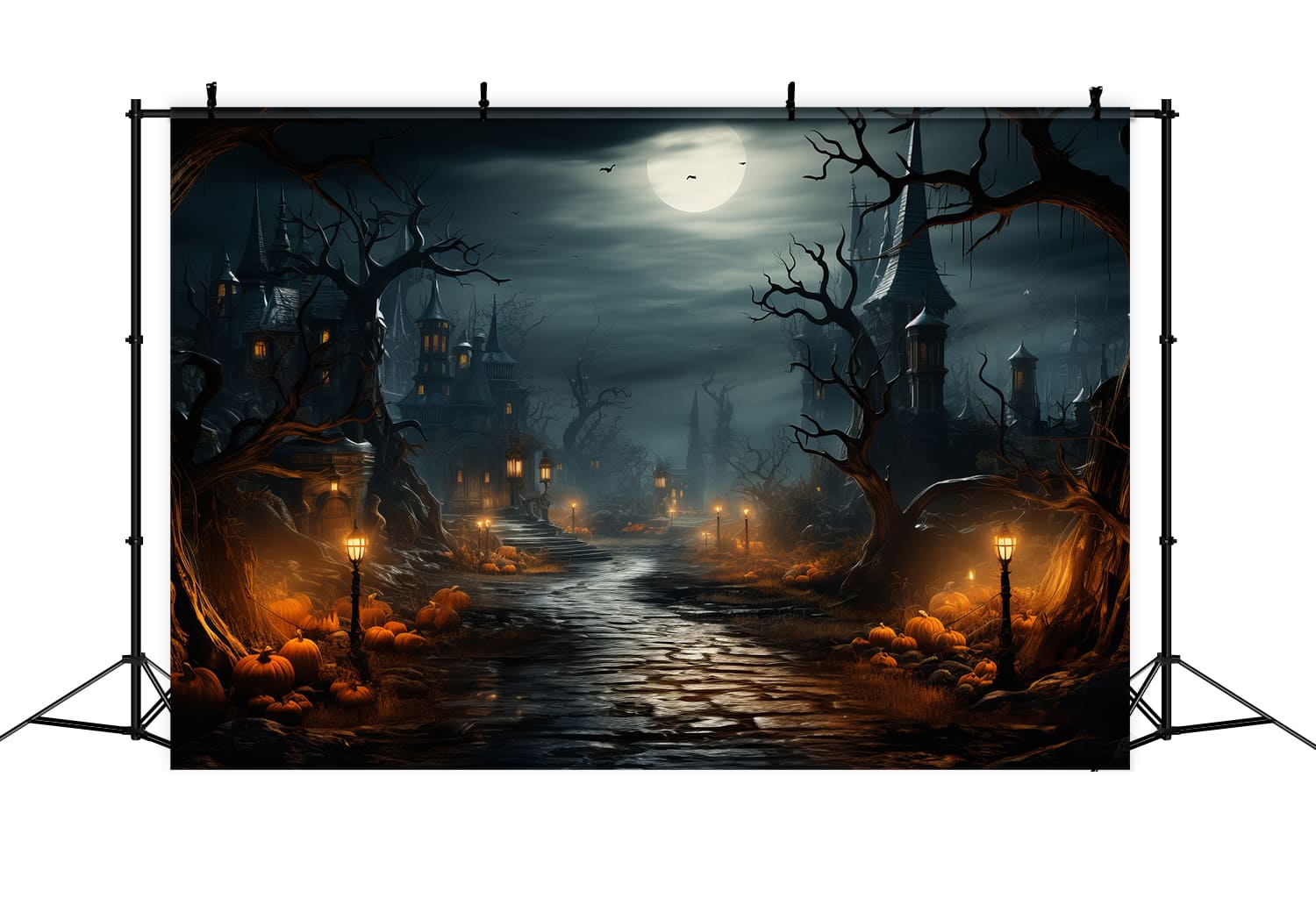 Halloween Pumpkin Moon Photography Backdrop UK RR7-82