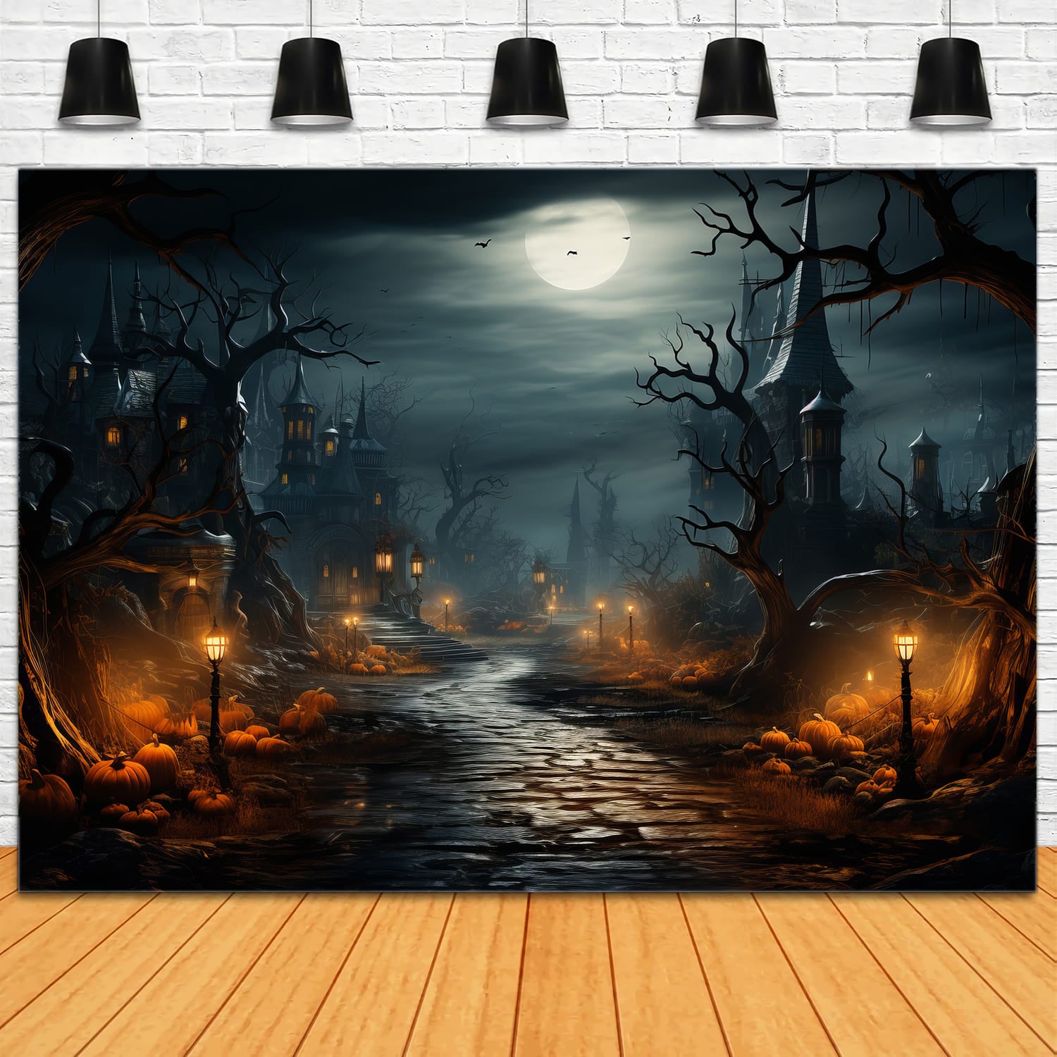 Halloween Pumpkin Moon Photography Backdrop UK RR7-82