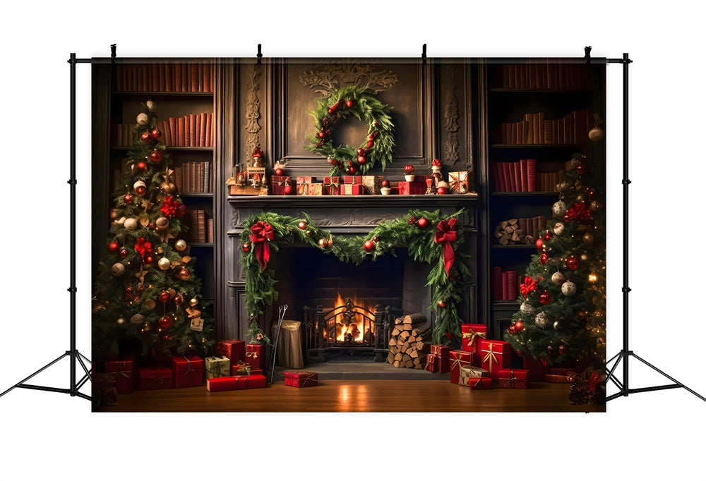 Christmas Tree Living Room Fireplace Backdrop UK RR7-820