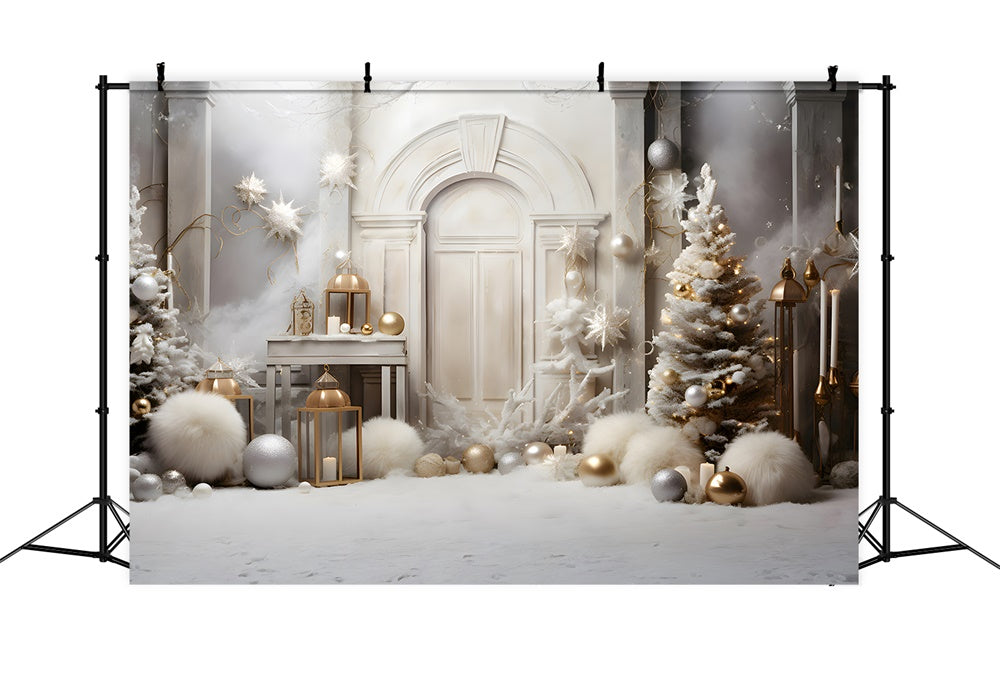 White Christmas Tree Balls Door Backdrop UK RR7-821