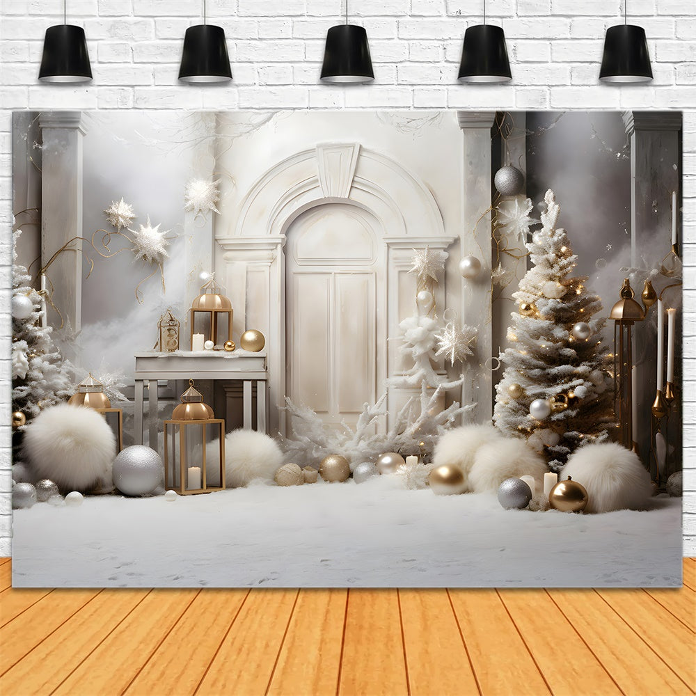 White Christmas Tree Balls Door Backdrop UK RR7-821