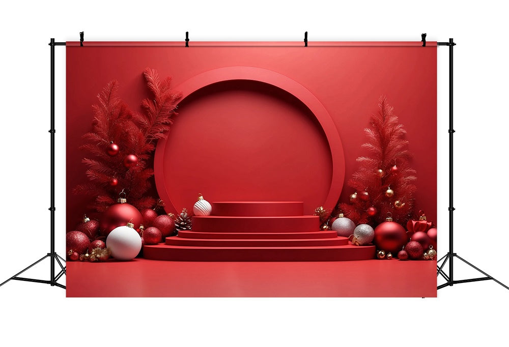 Red Christmas Tree Decorations Stage Backdrop UK RR7-824