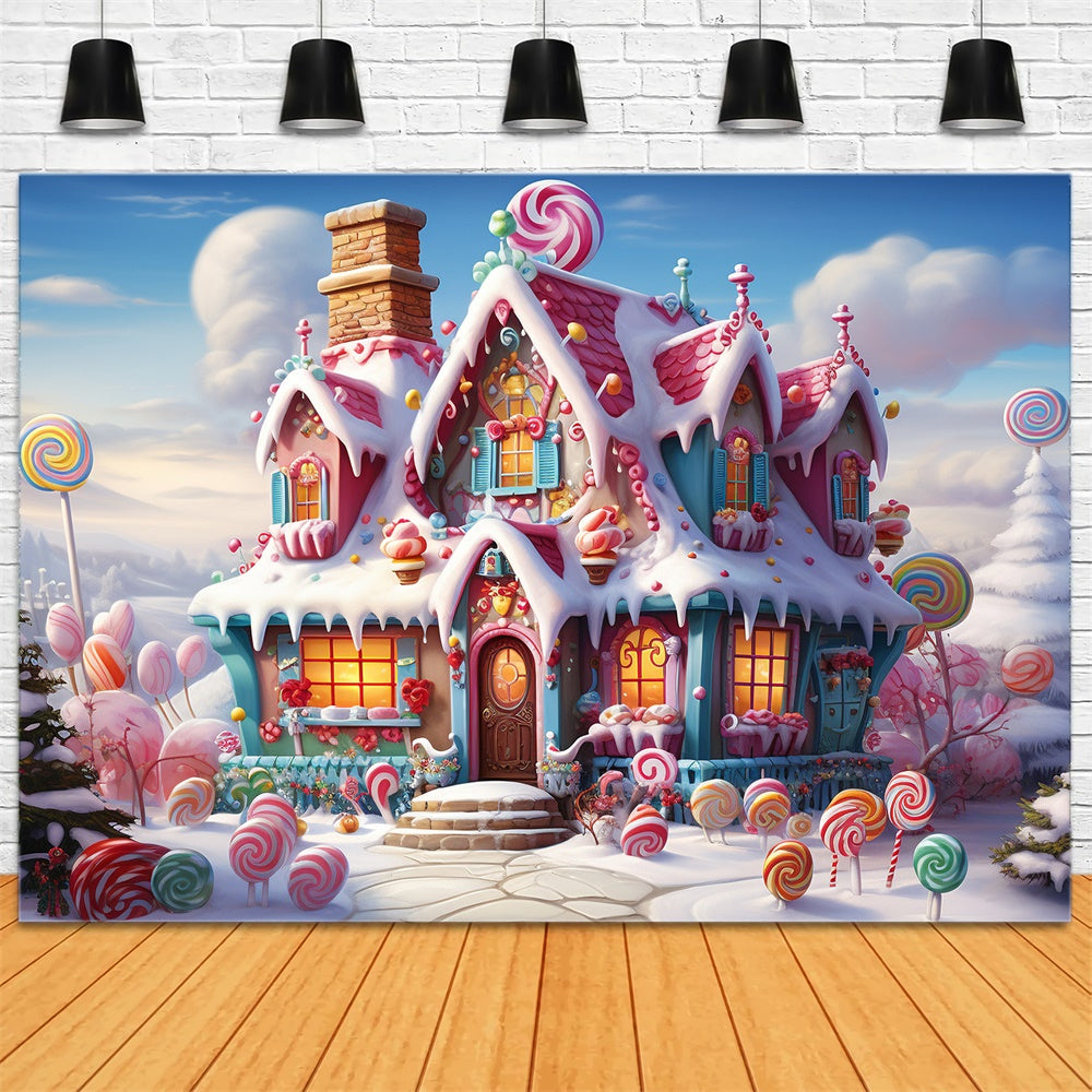 Christmas Candy House Wonderland Backdrop UK RR7-832