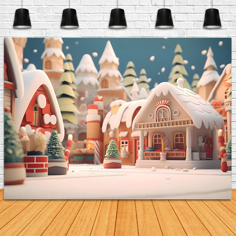 Gingerbread Houses Christmas Tree Backdrop UK RR7-835