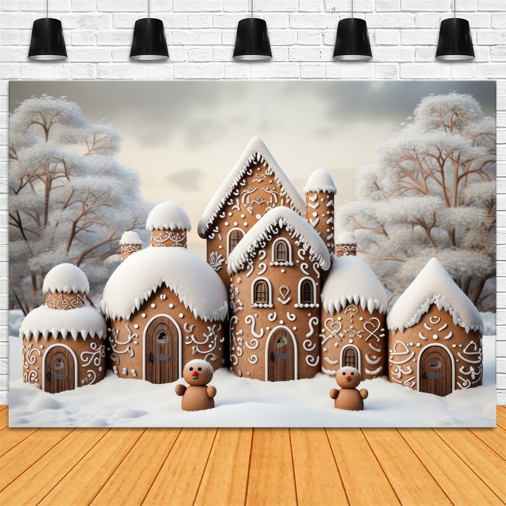 Christmas Snowy Gingerbread House Backdrop UK RR7-837