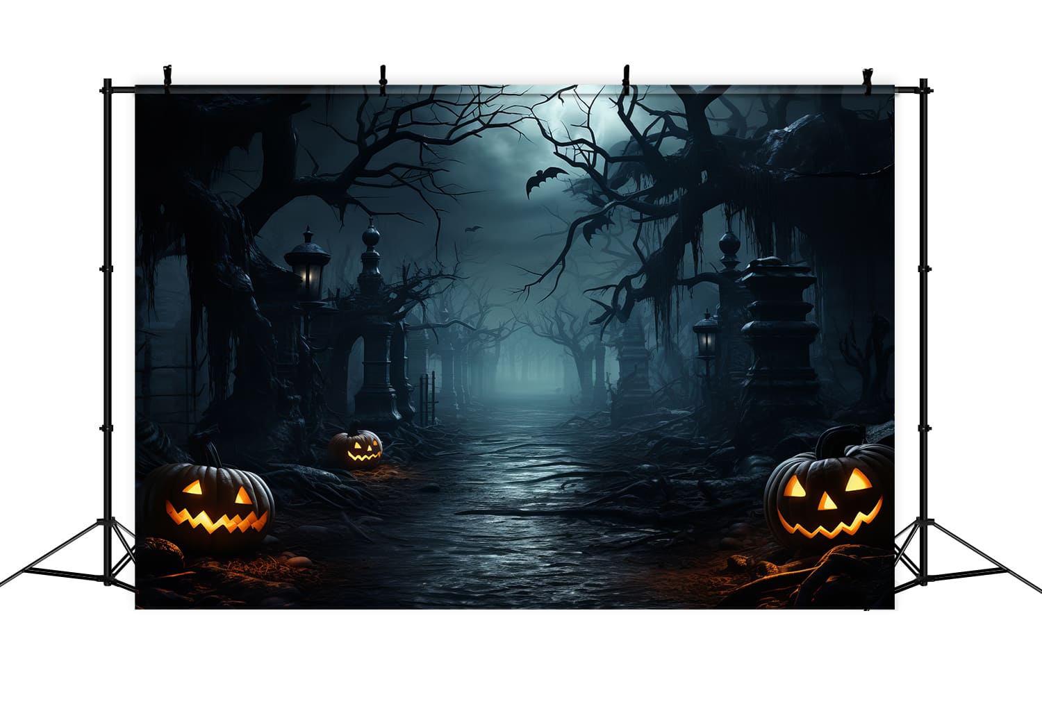 Halloween Horror Forest Evil Pumpkins Backdrop UK RR7-84