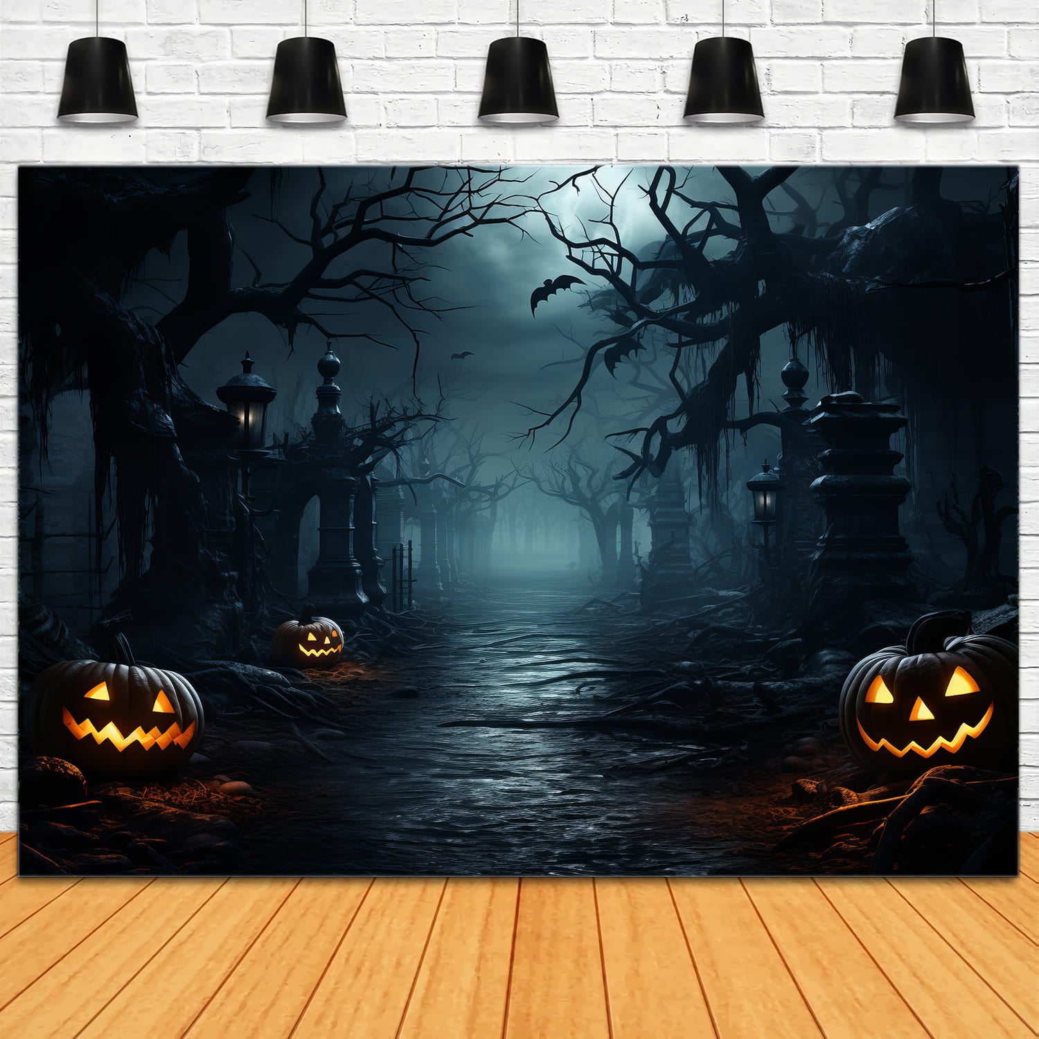 Halloween Horror Forest Evil Pumpkins Backdrop UK RR7-84