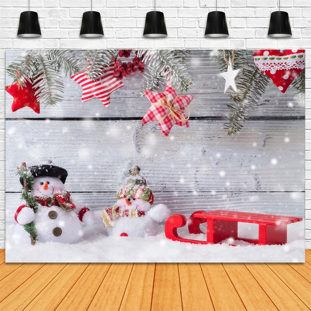 Snowman Christmas Decorations Wood Backdrop UK RR7-842