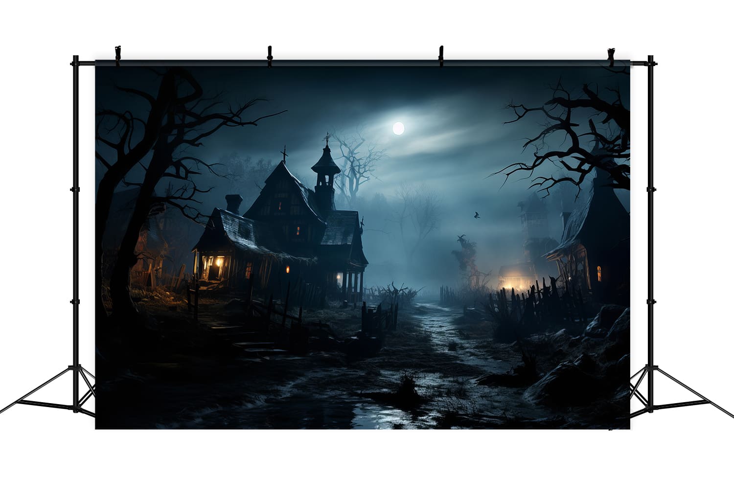 Halloween Spooky Night Haunted House Backdrop UK RR7-85