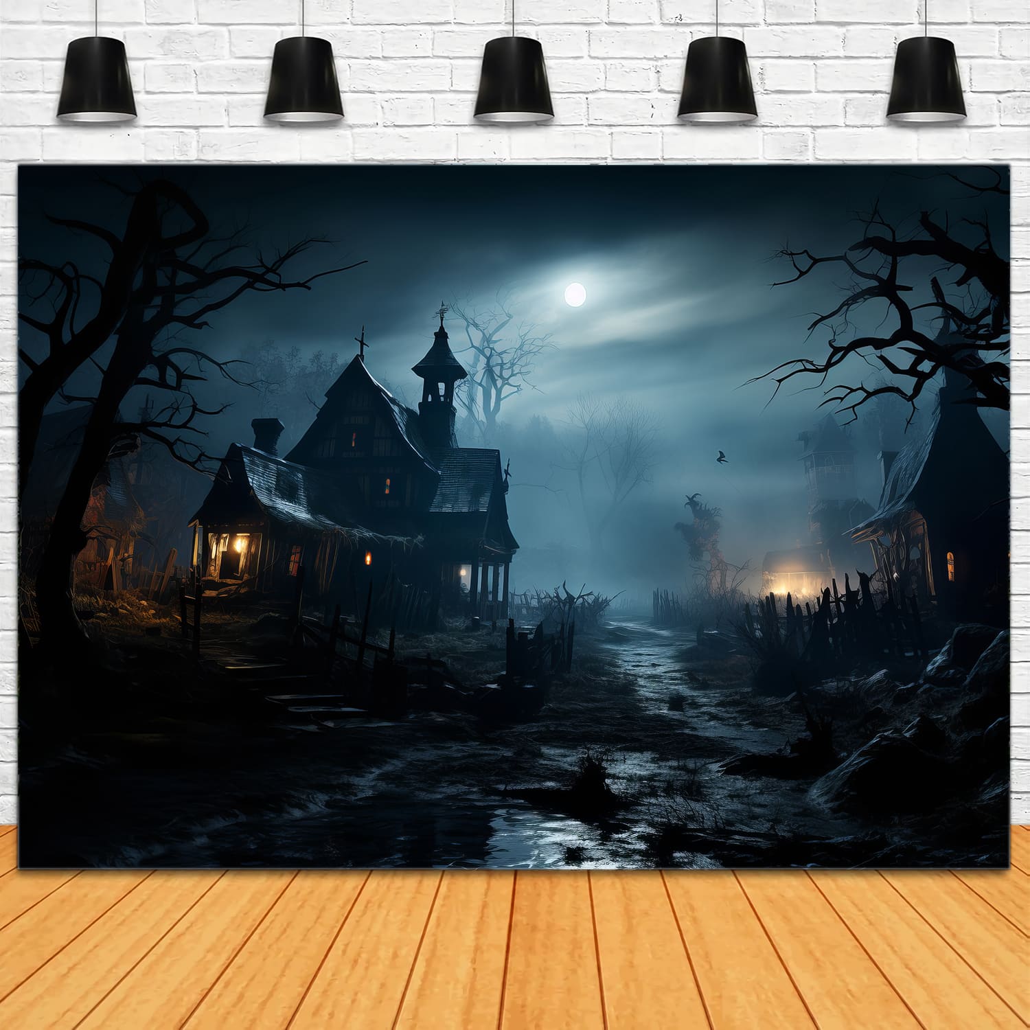 Halloween Spooky Night Haunted House Backdrop UK RR7-85