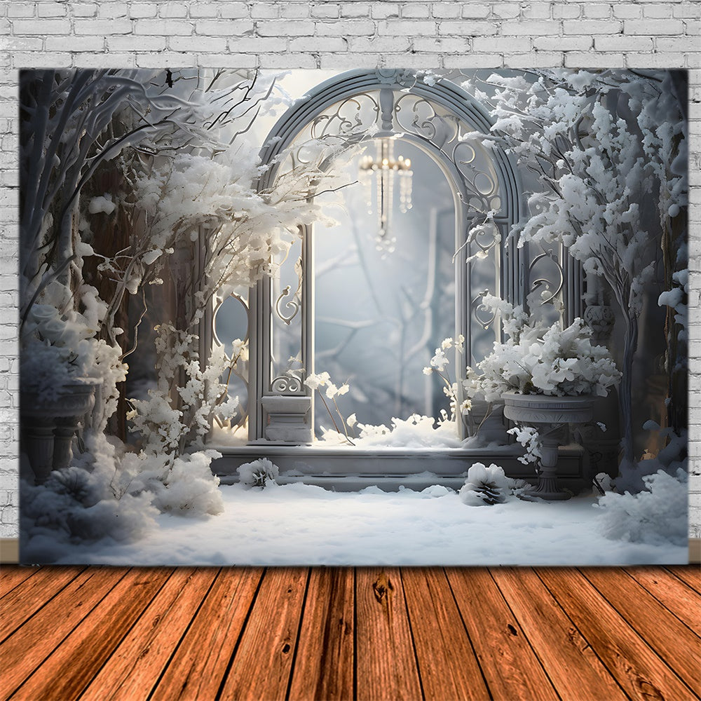 Christmas Tree Snow Wonderland Backdrop UK RR7-852