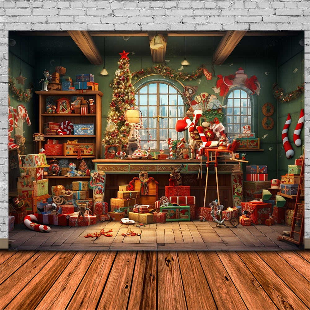 Christmas Santa Claus House Room Backdrop UK RR7-853