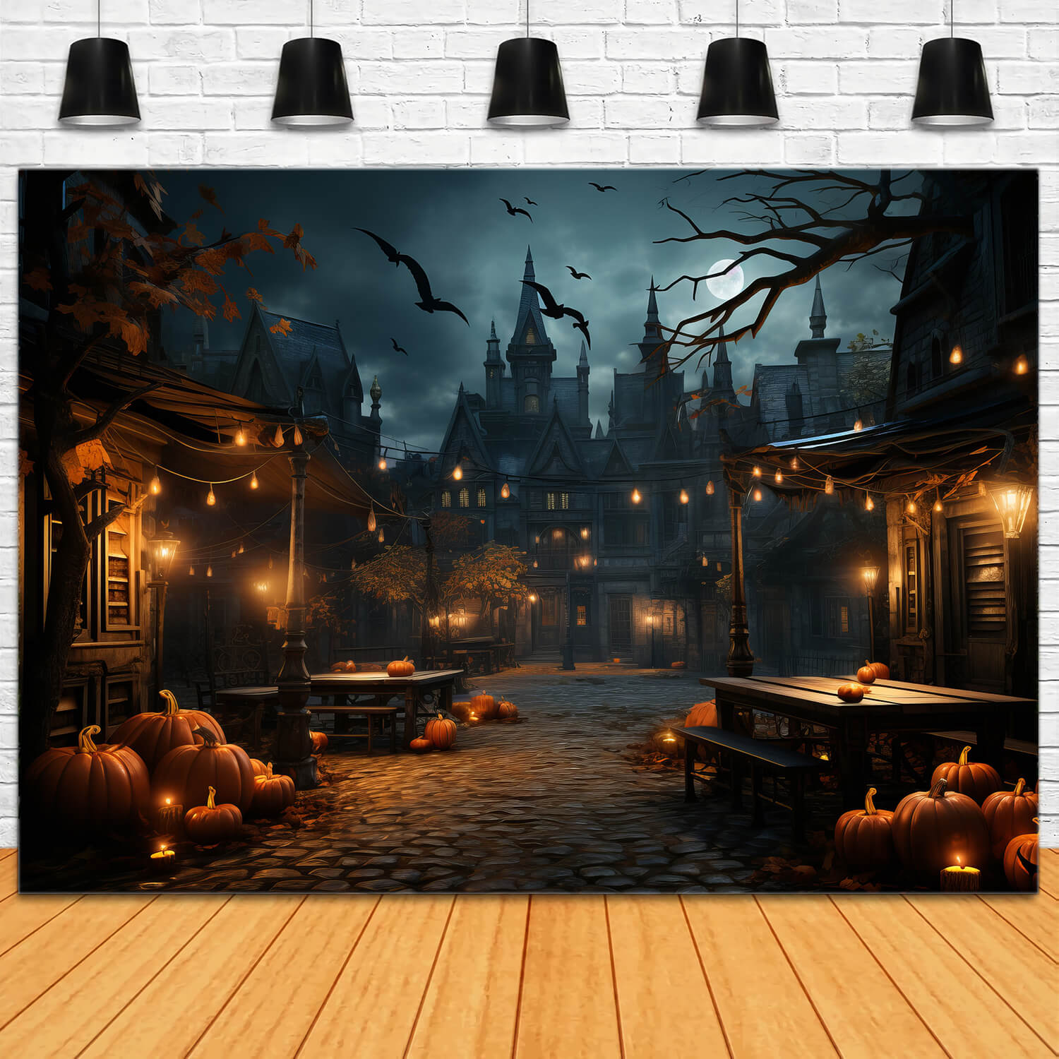 Halloween Night Pumpkin Lanterns Backdrop UK RR7-86