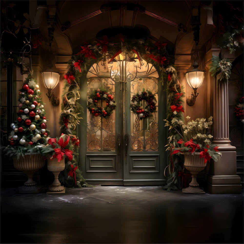 Christmas Tree Garland Front Door Backdrop UK RR7-863