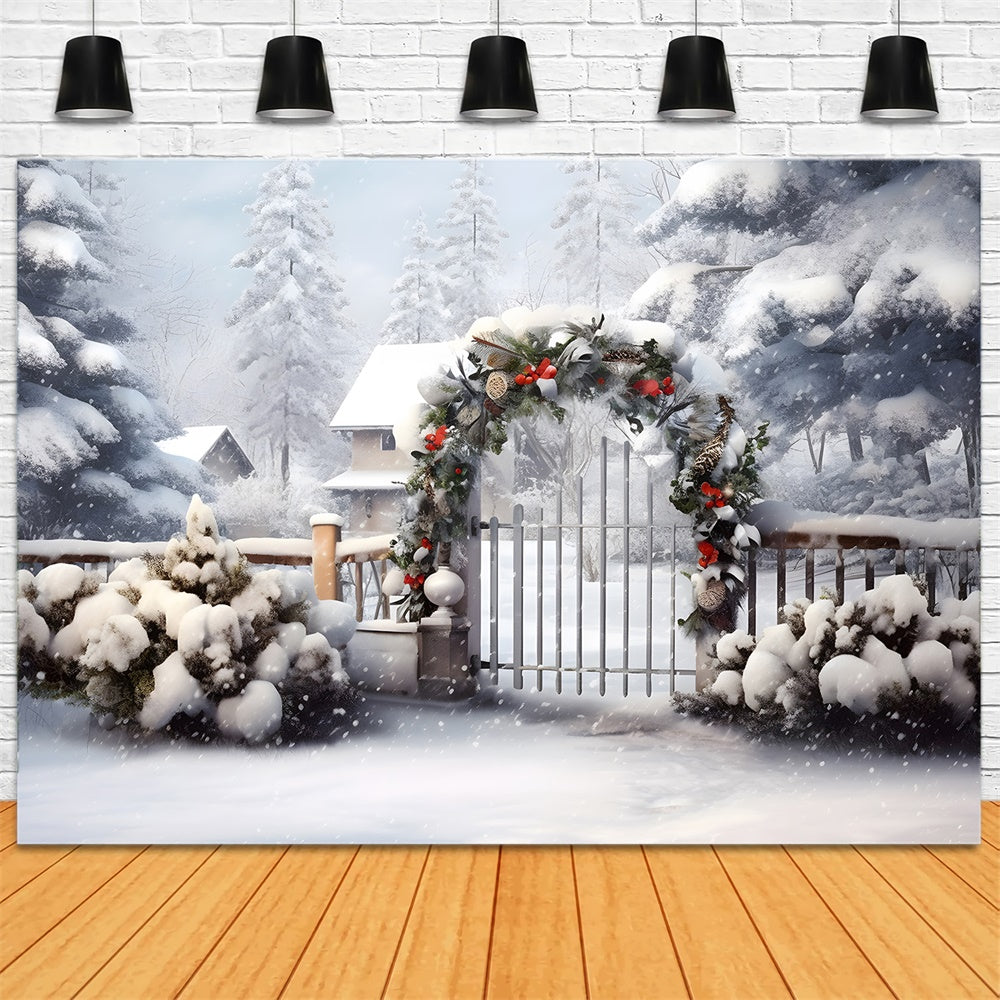 Snowy Forest Christmas Garland Backdrop UK RR7-866