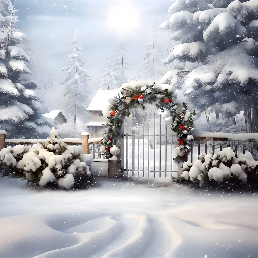 Snowy Forest Christmas Garland Backdrop UK RR7-866