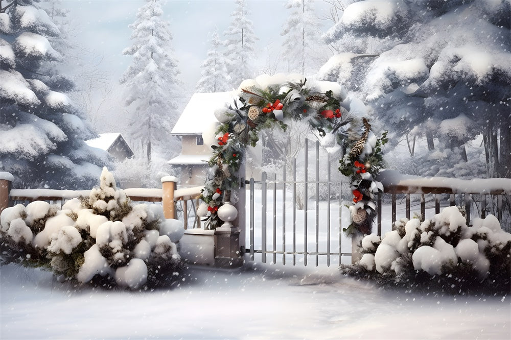 Snowy Forest Christmas Garland Backdrop UK RR7-866