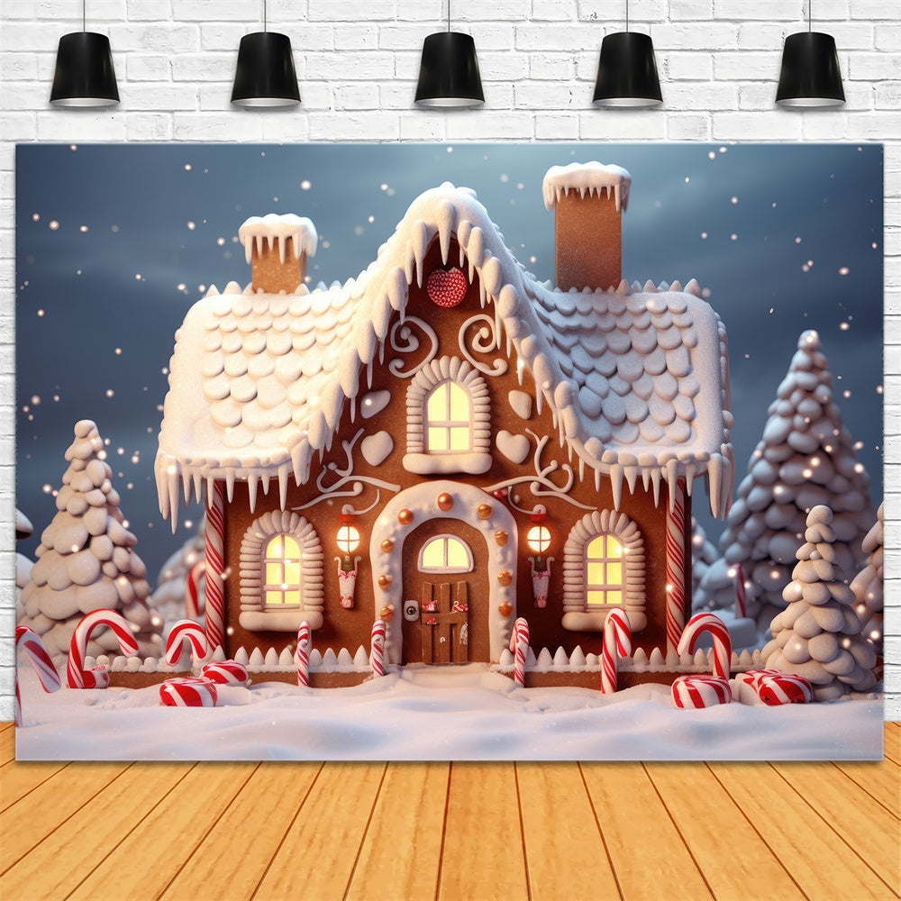 Christmas Tree Snow Gingerbread House Backdrop UK RR7-873