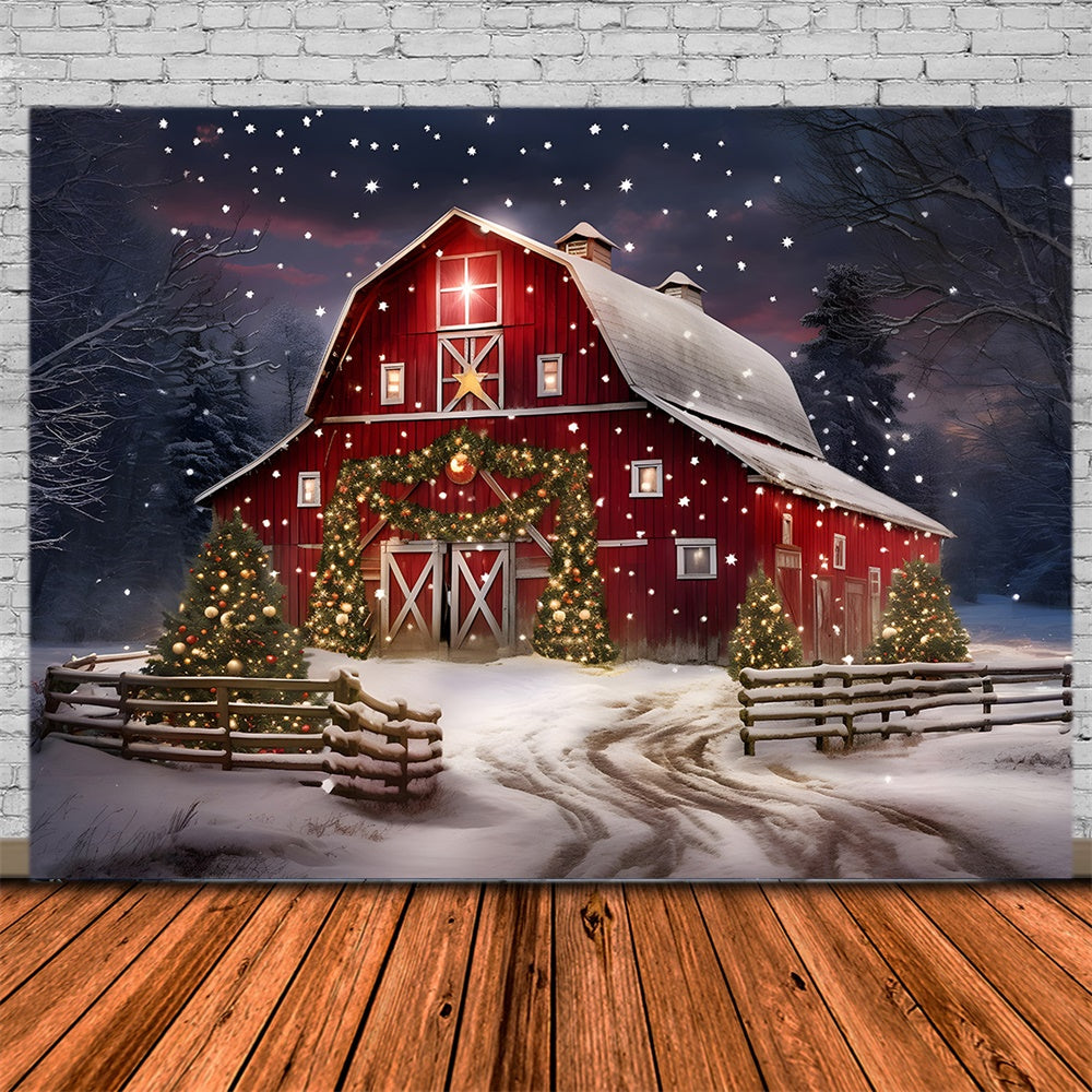 Twinkling Starts Christmas Tree House Backdrop UK RR7-874