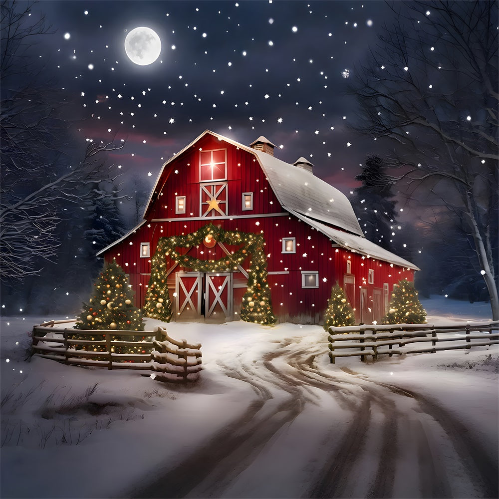 Twinkling Starts Christmas Tree House Backdrop UK RR7-874