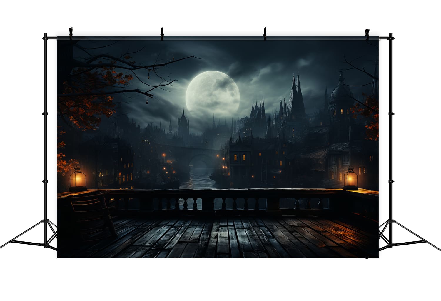 Halloween Full Moon Night Photography Backdrop UK RR7-88