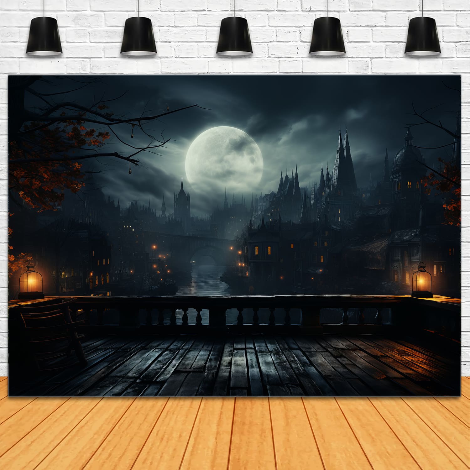 Halloween Full Moon Night Photography Backdrop UK RR7-88