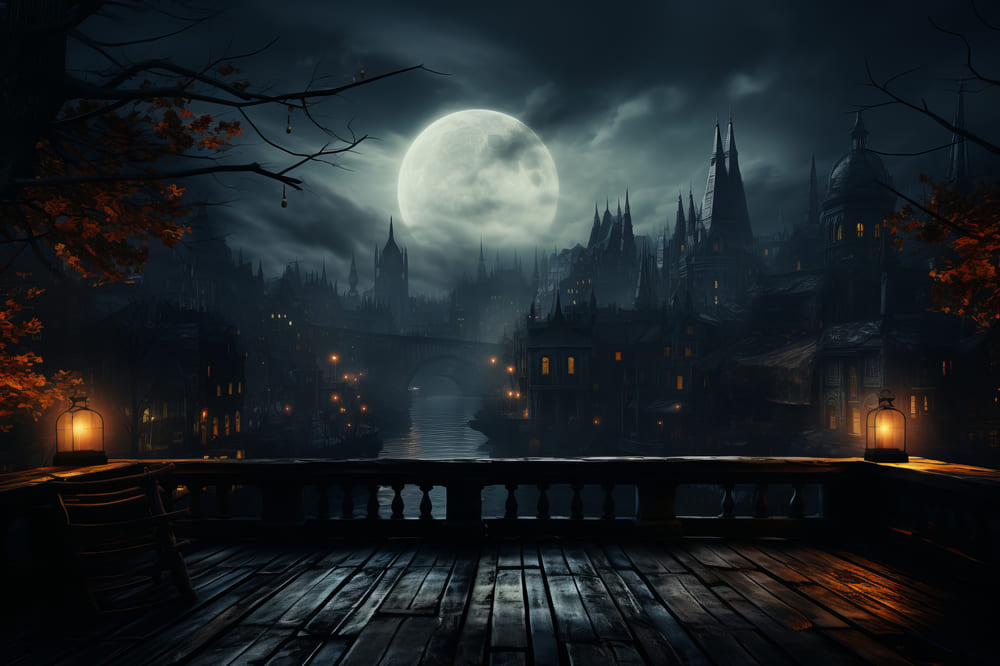 Halloween Full Moon Night Photography Backdrop UK RR7-88