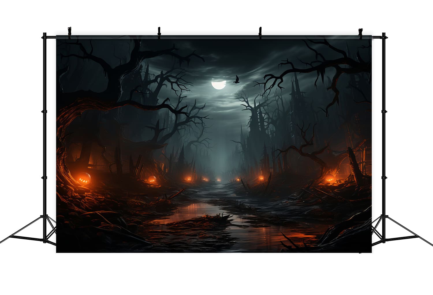 Ghost Forest Halloween Night Photography Backdrop UK RR7-90