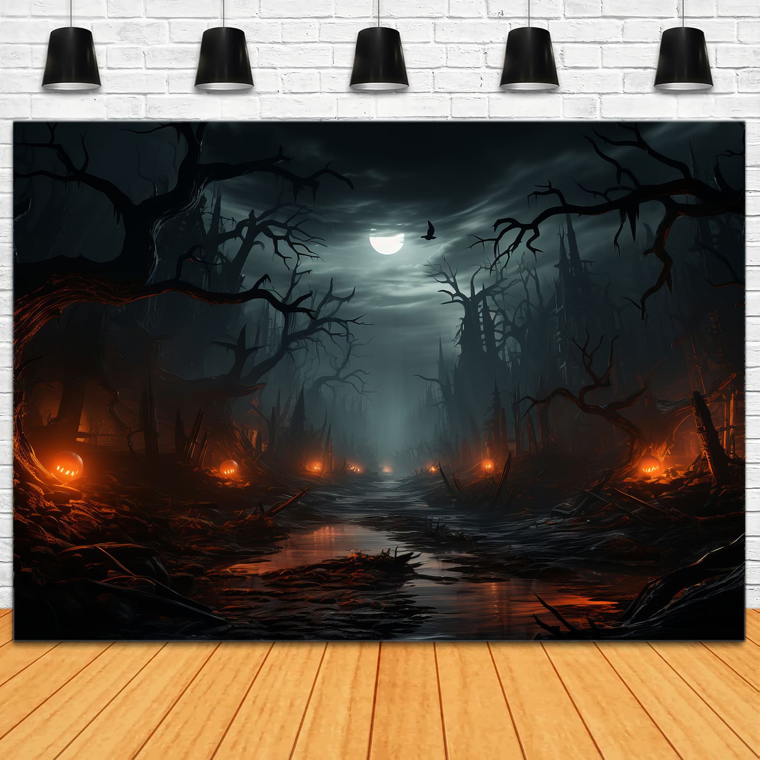 Ghost Forest Halloween Night Photography Backdrop UK RR7-90