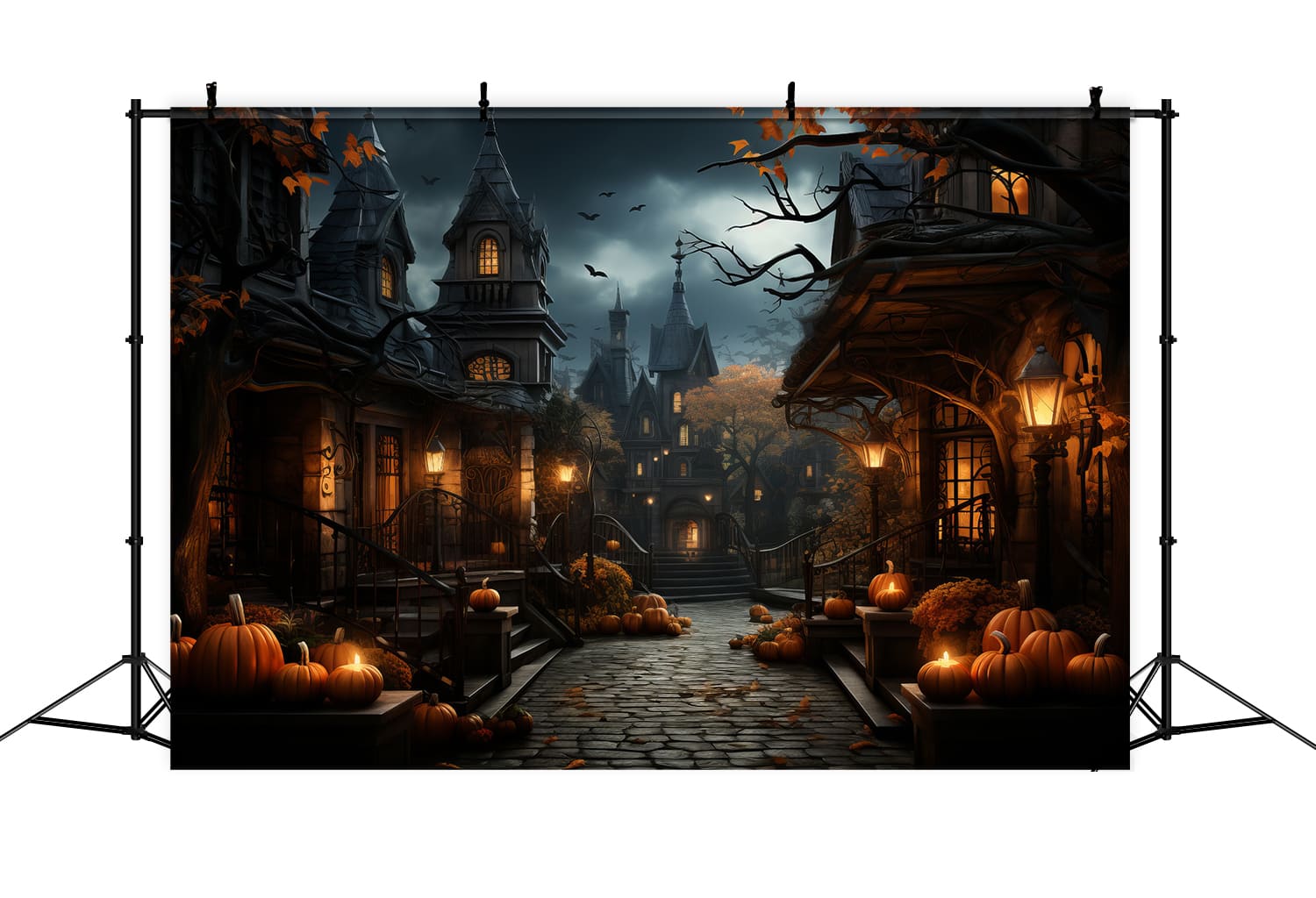 Pumpkin Lanterns Halloween Photography Backdrop UK RR7-93