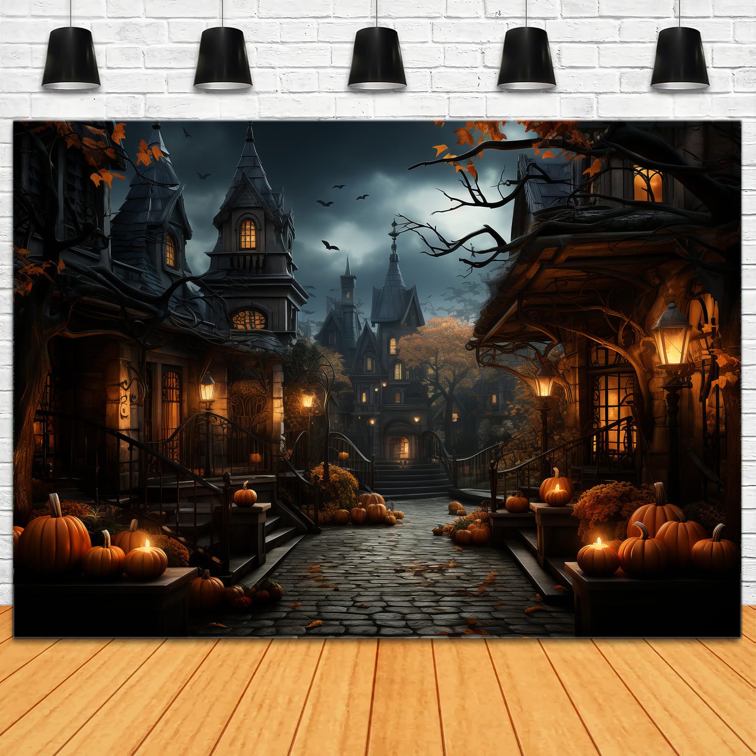 Pumpkin Lanterns Halloween Photography Backdrop UK RR7-93