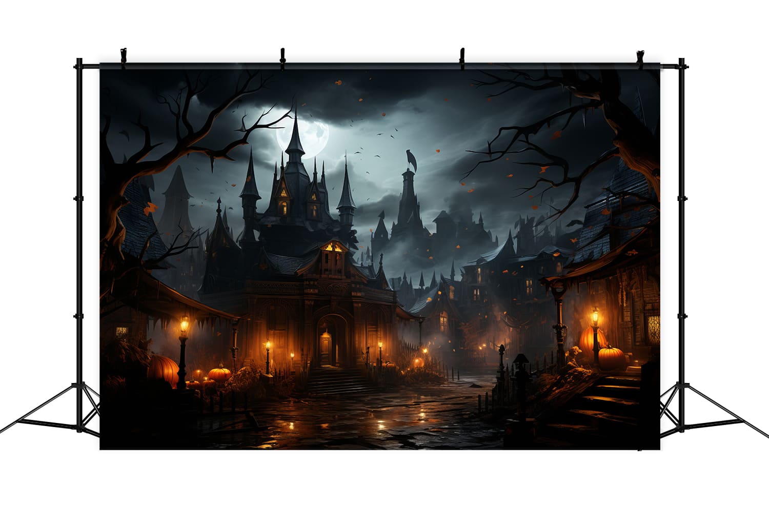 Halloween Spooky Castle Lanterns Backdrop UK RR7-94