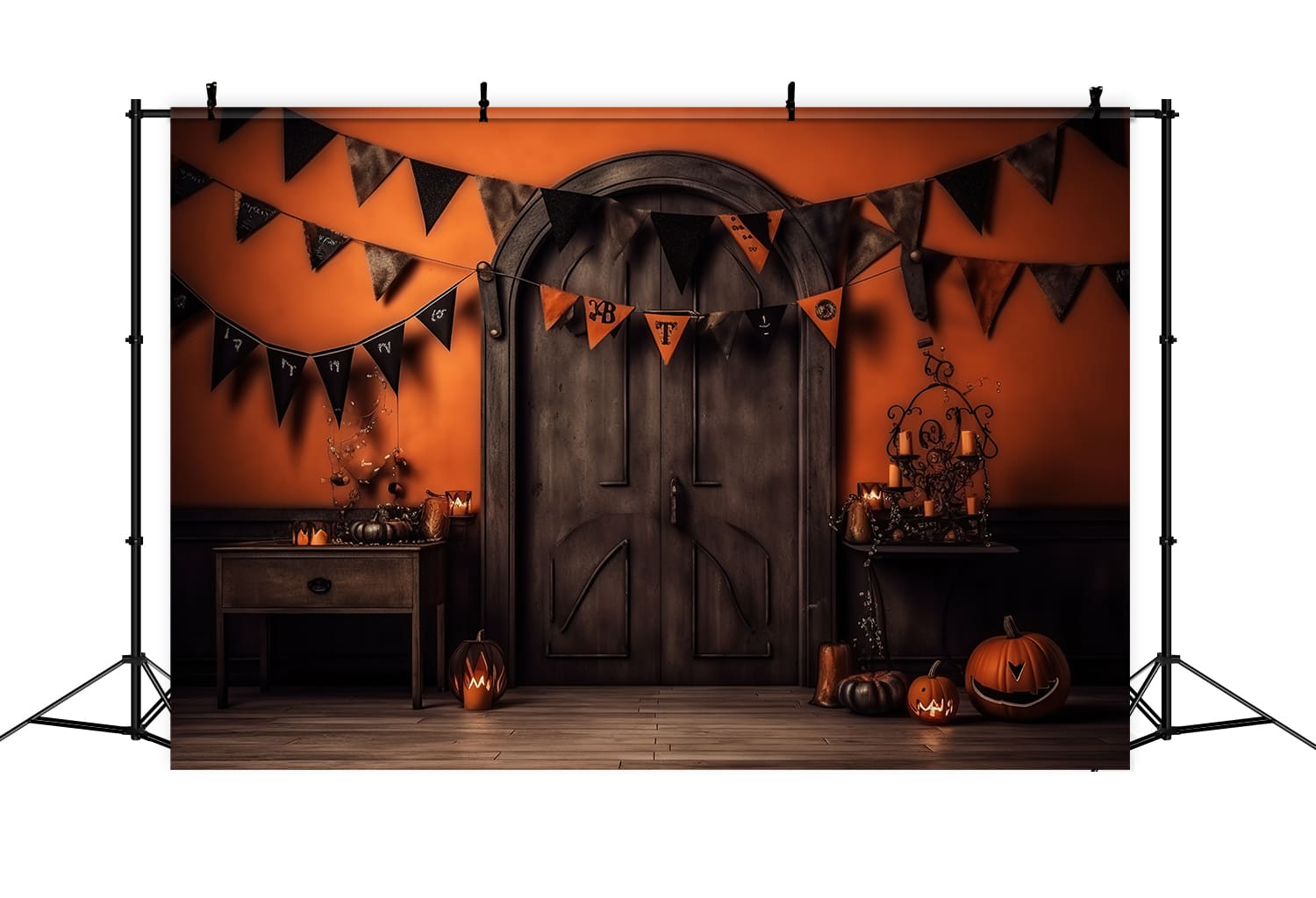 Halloween Pumpkin Lantern Black Door Backdrop UK RR7-95