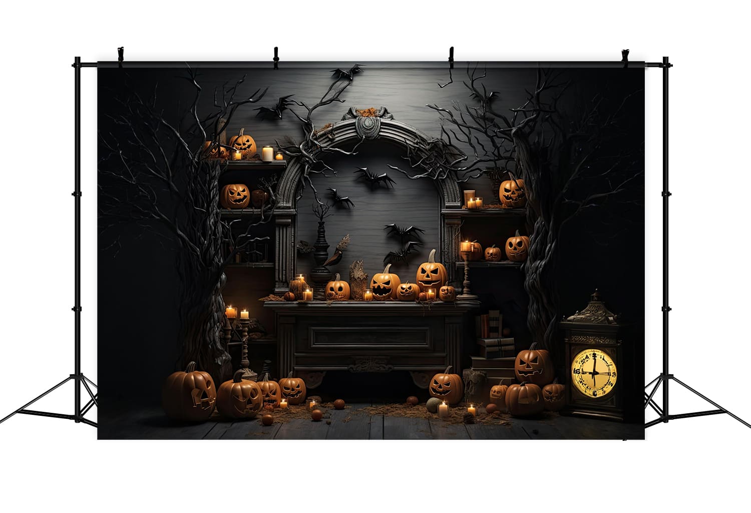 Halloween Witch House Evil Pumpkins Backdrop UK RR7-96