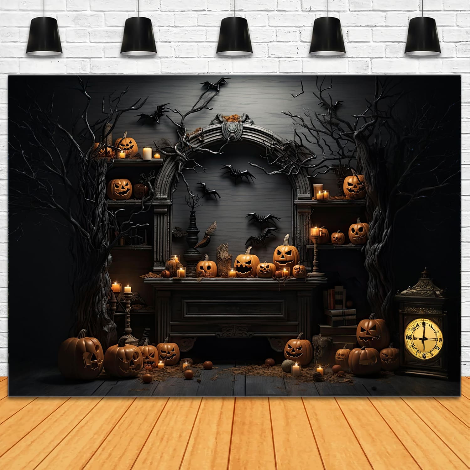 Halloween Witch House Evil Pumpkins Backdrop UK RR7-96