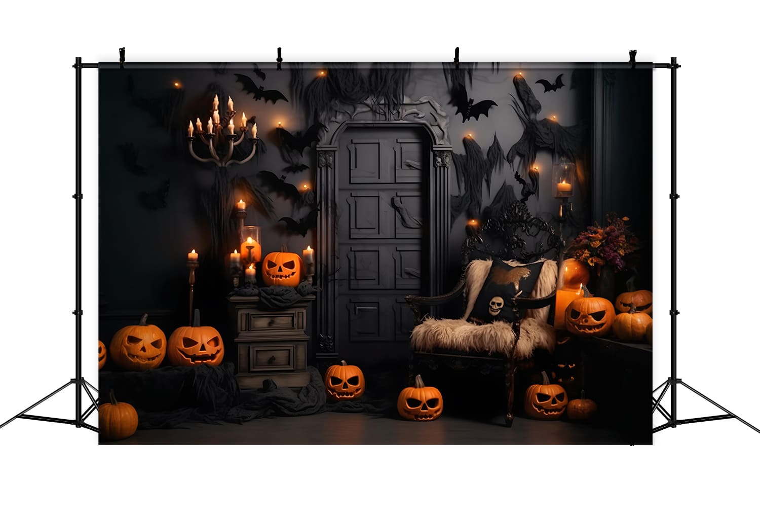 Halloween Pumpkins Bats Photography Backdrop UK RR7-98