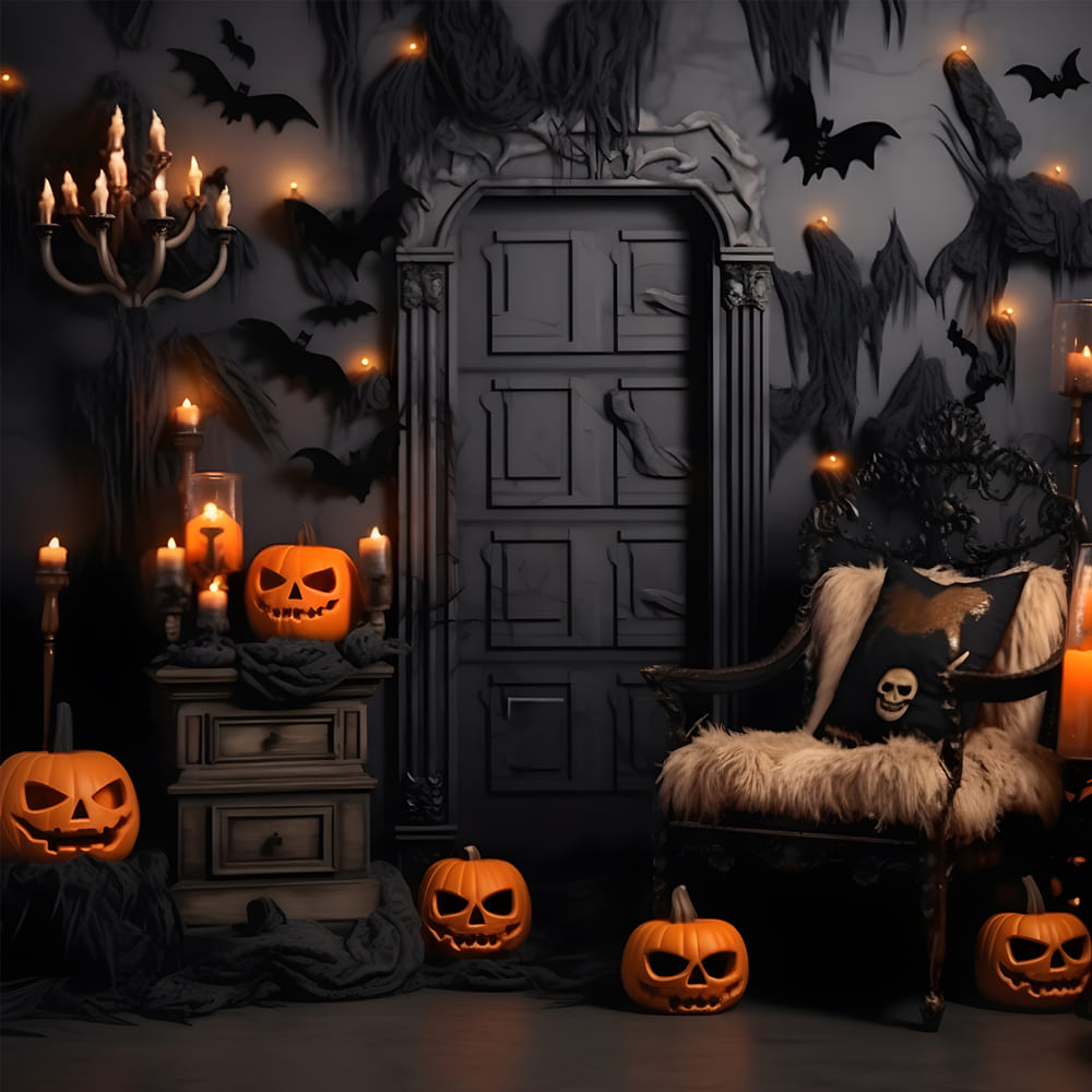 Halloween Pumpkins Bats Photography Backdrop UK RR7-98