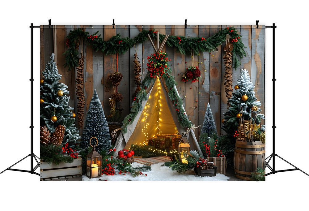 Christmas Trees Decorated Tiny Tent Backdrop UK RR8-10