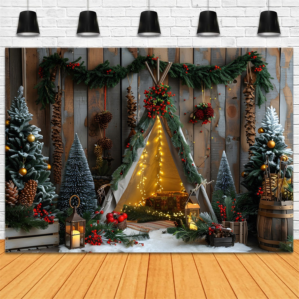 Christmas Trees Decorated Tiny Tent Backdrop UK RR8-10