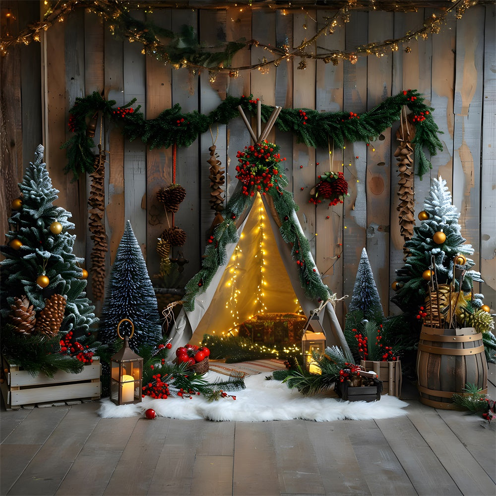 Christmas Trees Decorated Tiny Tent Backdrop UK RR8-10